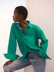 Elouise cotton double cloth shirt - Sea Green | NRBY Clothing