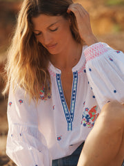 Birdie cotton embroidered top - White | NRBY Clothing