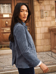 Robyn suede jacket - Denim Blue