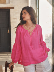 Athena gauze linen shirt - Bright Pink | NRBY Clothing