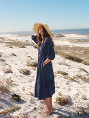 Annalisa cotton double cloth dress - Navy | NRBY Clothing