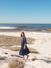 Annalisa cotton double cloth dress - Navy | NRBY Clothing