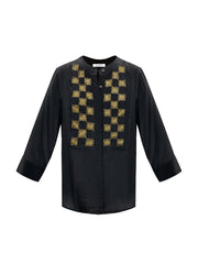 Rachel viscose embroidered shirt - Black