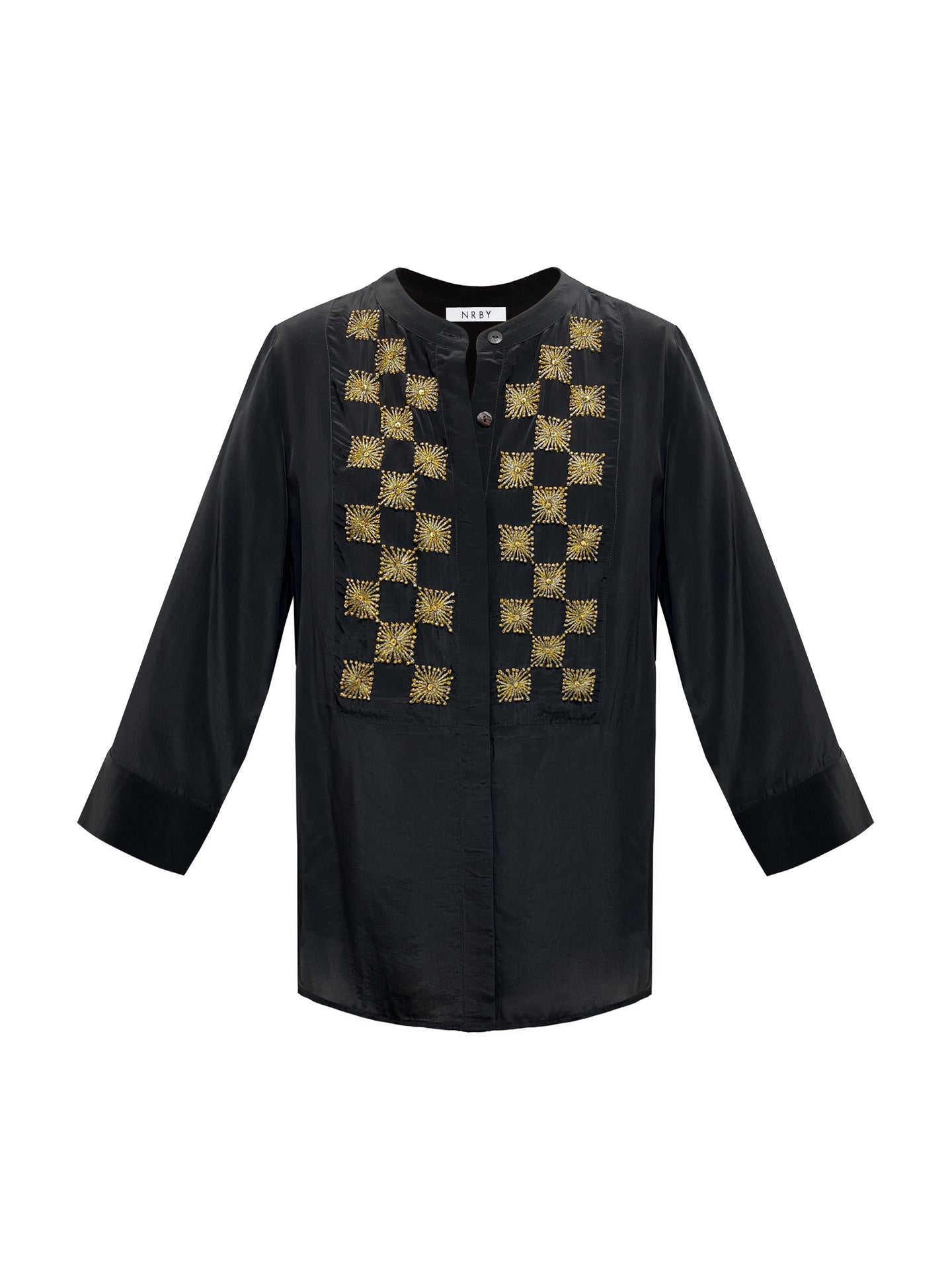 Rachel viscose embroidered shirt - Black