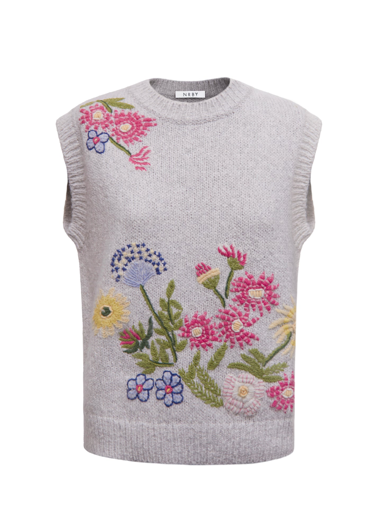 Rosie alpaca blend embroidered tank - Silver Grey