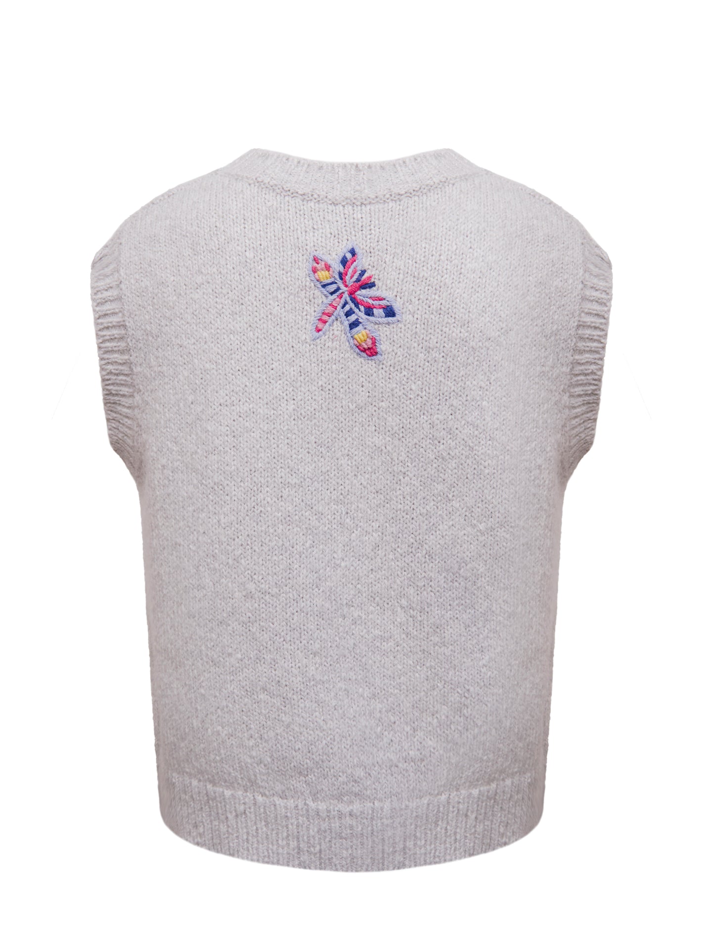 Rosie alpaca blend embroidered tank - Silver Grey
