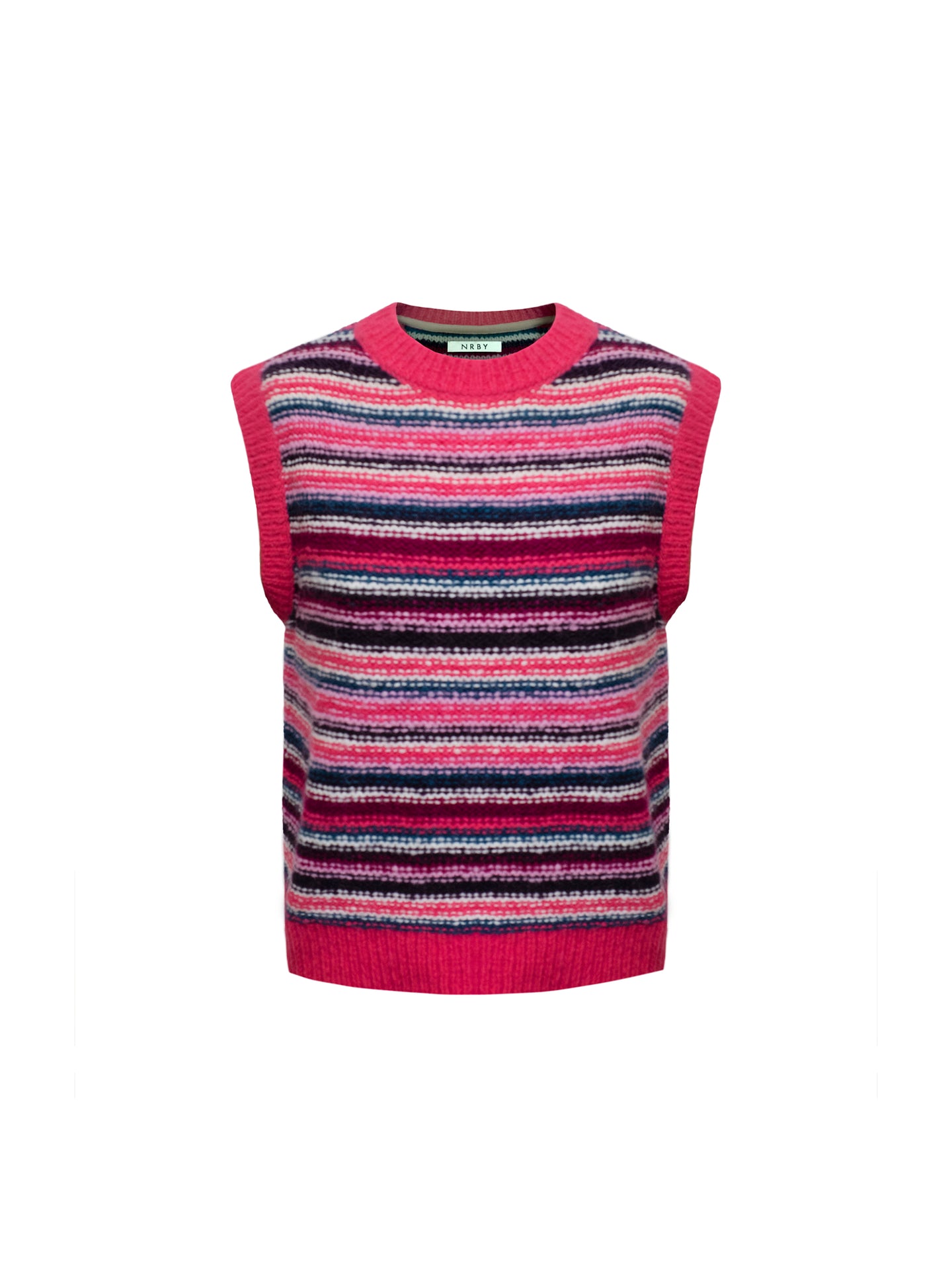 Rosie crew neck chunky knit tank - Multistripe