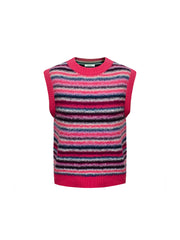 Rosie crew neck chunky knit tank - Multistripe