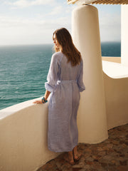 Scarlett gauze linen pleat front maxi dress - Pale blue | NRBY Clothing