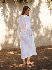 Scarlett gauze linen pleat front maxi dress - White | NRBY Clothing
