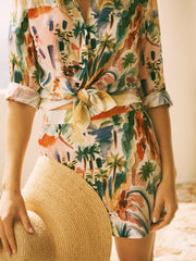 Chiara silk scenic print shirt | NRBY Clothing