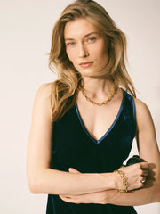 Shebah silk blend velvet v neck bias cut dress - Midnight | NRBY Clothing
