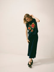 Tabitha embroidered rose tank - Navy | NRBY Clothing