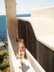Sheena silk orchid print maxi dress - Oyster | NRBY Clothing