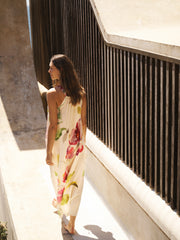 Sheena silk orchid print maxi dress - Oyster | NRBY Clothing