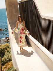 Sheena silk orchid print maxi dress - Oyster | NRBY Clothing