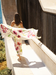 Sheena silk orchid print maxi dress - Oyster | NRBY Clothing