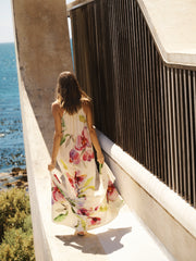 Sheena silk orchid print maxi dress - Oyster | NRBY Clothing