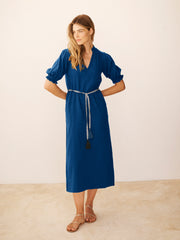Shirley Cotton Double Cloth Dress - Indigo | NRBY Clothing