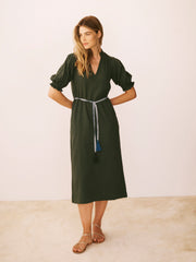 Shirley Cotton Double Cloth Dress - Khaki | NRBY Clothing