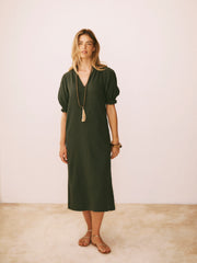 Shirley Cotton Double Cloth Dress - Khaki | NRBY Clothing
