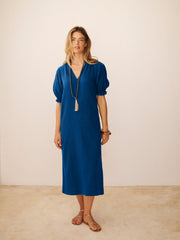 Shirley Cotton Double Cloth Dress - Indigo | NRBY Clothing