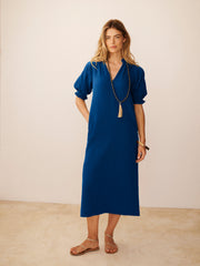 Shirley Cotton Double Cloth Dress - Indigo | NRBY Clothing