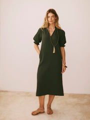 Shirley Cotton Double Cloth Dress - Khaki | NRBY Clothing