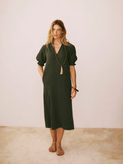 Shirley Cotton Double Cloth Dress - Khaki | NRBY Clothing
