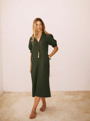 Shirley Cotton Double Cloth Dress - Khaki | NRBY Clothing