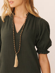 Bronze beaded tassel necklace | NRBY Clothing