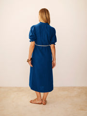 Shirley Cotton Double Cloth Dress - Indigo | NRBY Clothing