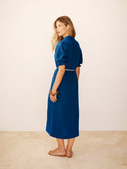 Shirley Cotton Double Cloth Dress - Indigo | NRBY Clothing