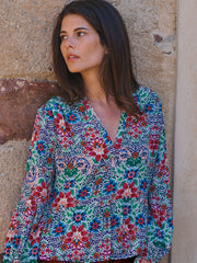 Ophelia silk floral ikat shirt