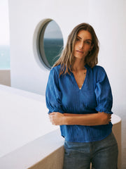 Sinead cotton double cloth shirt - Indigo | NRBY Clothing