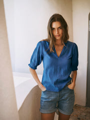 Sinead cotton double cloth shirt - Indigo | NRBY Clothing