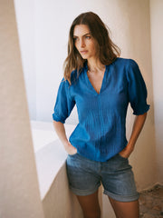 Sinead cotton double cloth shirt - Indigo | NRBY Clothing