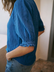 Sinead cotton double cloth shirt - Indigo | NRBY Clothing