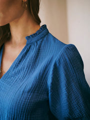 Sinead cotton double cloth shirt - Indigo | NRBY Clothing