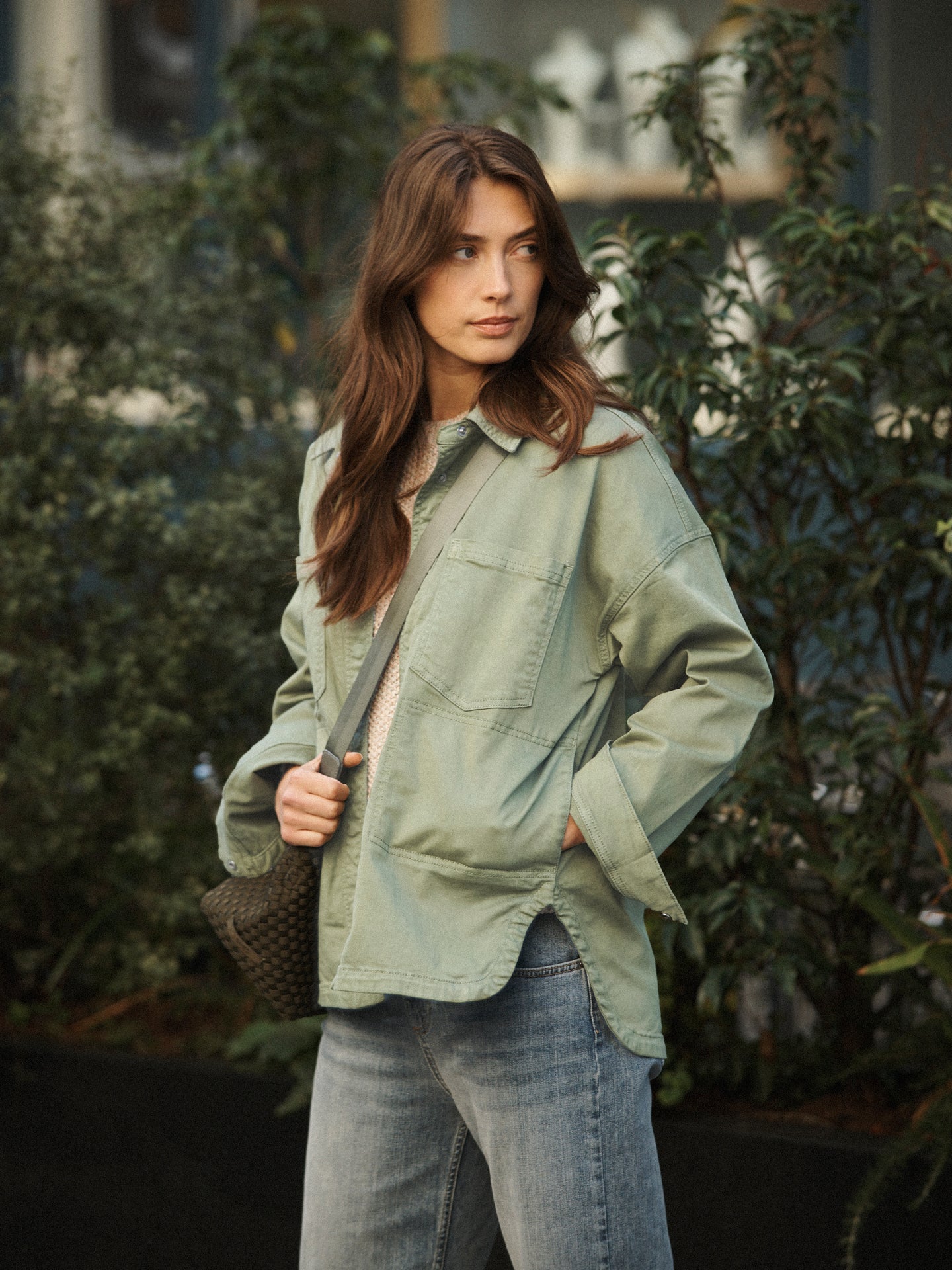 Skylar oversized cotton jacket - Soft Green