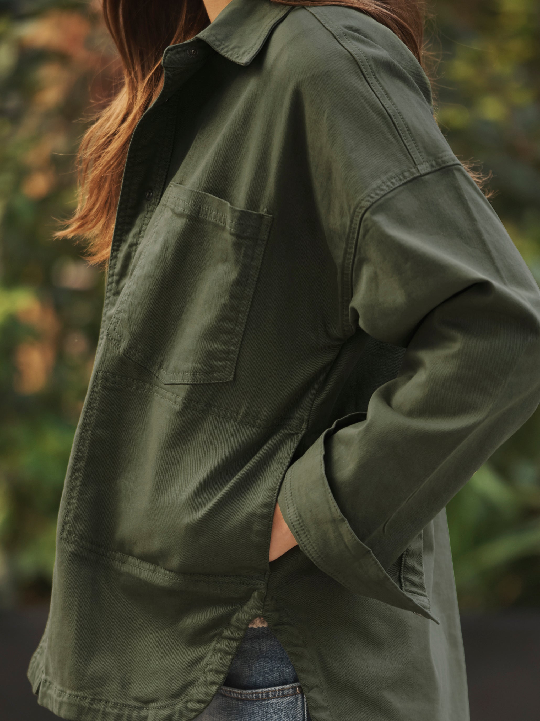 Skylar cotton jacket in Khaki Green | NRBY Clothing