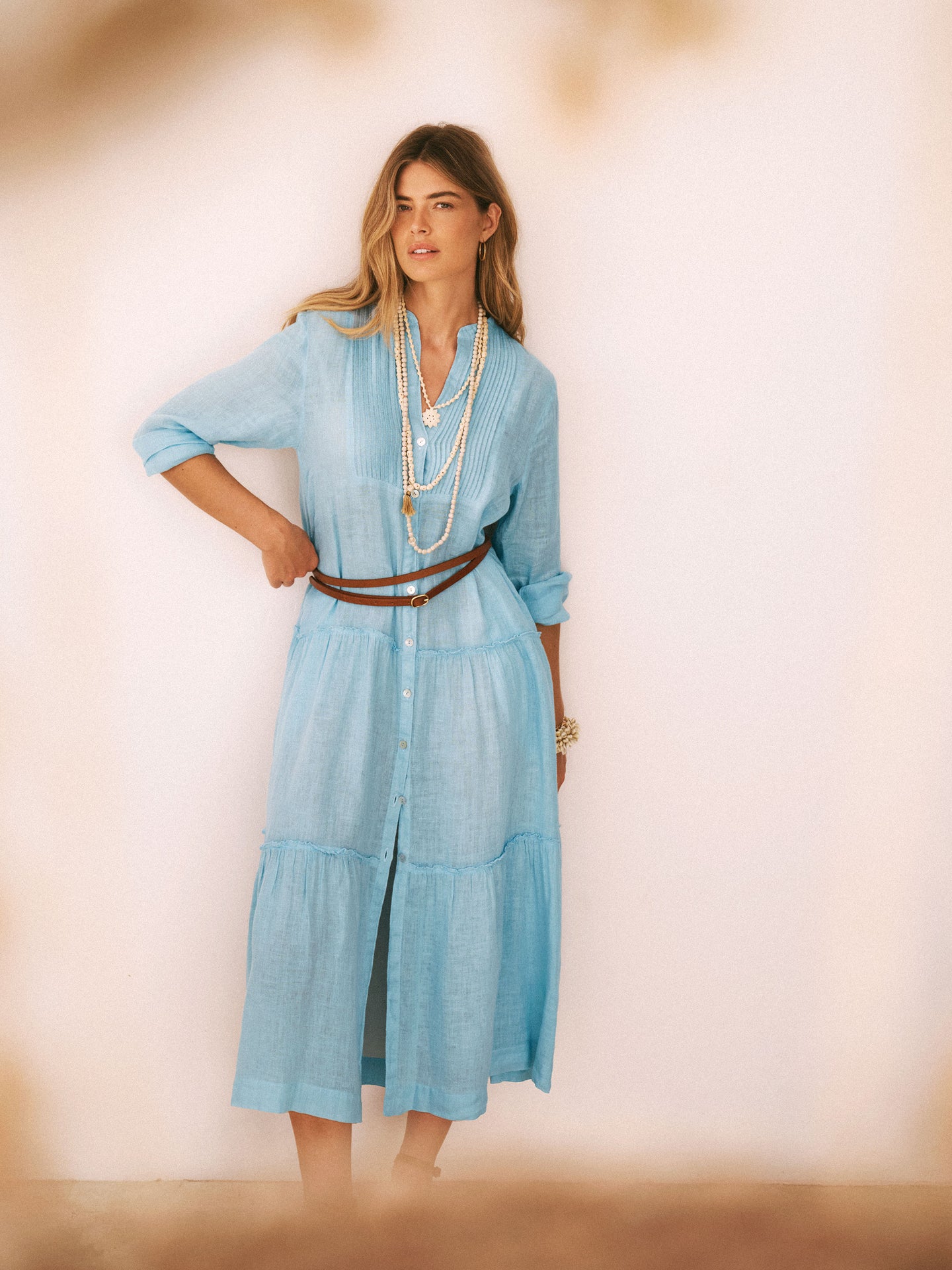 Braga gauze linen dress - Aquamarine | Luxury Summer Dress | NRBY Clothing Braga gauze linen dress - Aquamarine | Luxury Summer Dress | NRBY Clothing