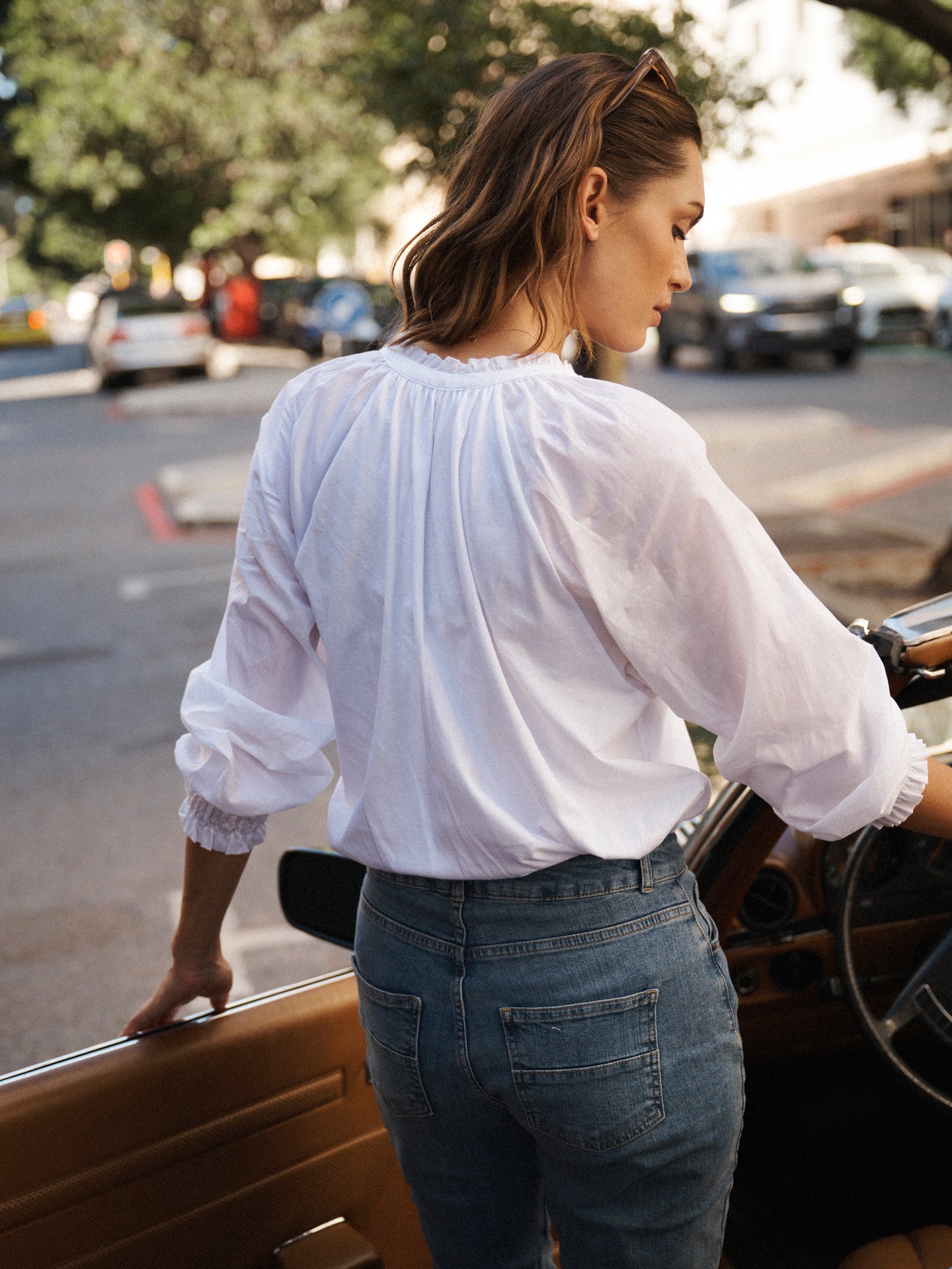 Stevie cotton frill shirt - White