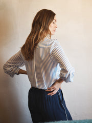 Harri silk stripe shirt - Azure & Ivory | NRBY Clothing