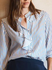 Harri silk stripe shirt - Azure & Ivory