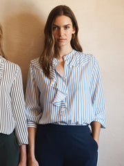 Harri silk stripe shirt - Azure & Ivory | NRBY Clothing