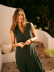 Sunni Cotton Double Cloth Dress - Khaki | NRBY Clothing