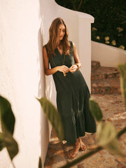 Sunni Cotton Double Cloth Dress - Khaki | NRBY Clothing