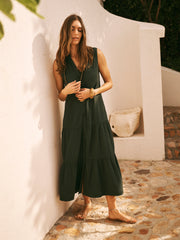 Sunni Cotton Double Cloth Dress - Khaki | NRBY Clothing