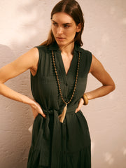 Sunni Cotton Double Cloth Dress - Khaki | NRBY Clothing